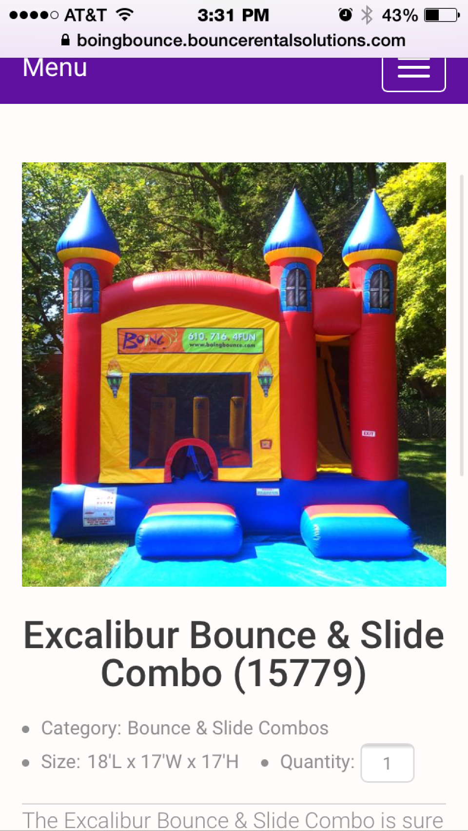 screenshot of Bounce Rental Solutions